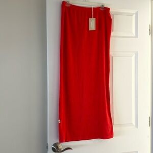 ARAMINTA JAMES Cotton Terry Column Skirt w Side Slit - Coral - L - (12) BNWT Bag